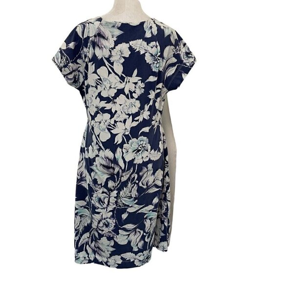 *Soft Surroundings Tropical Floral Faux Wrap Short Sleeve Stretch Dress sz Large - Picture 5 of 6